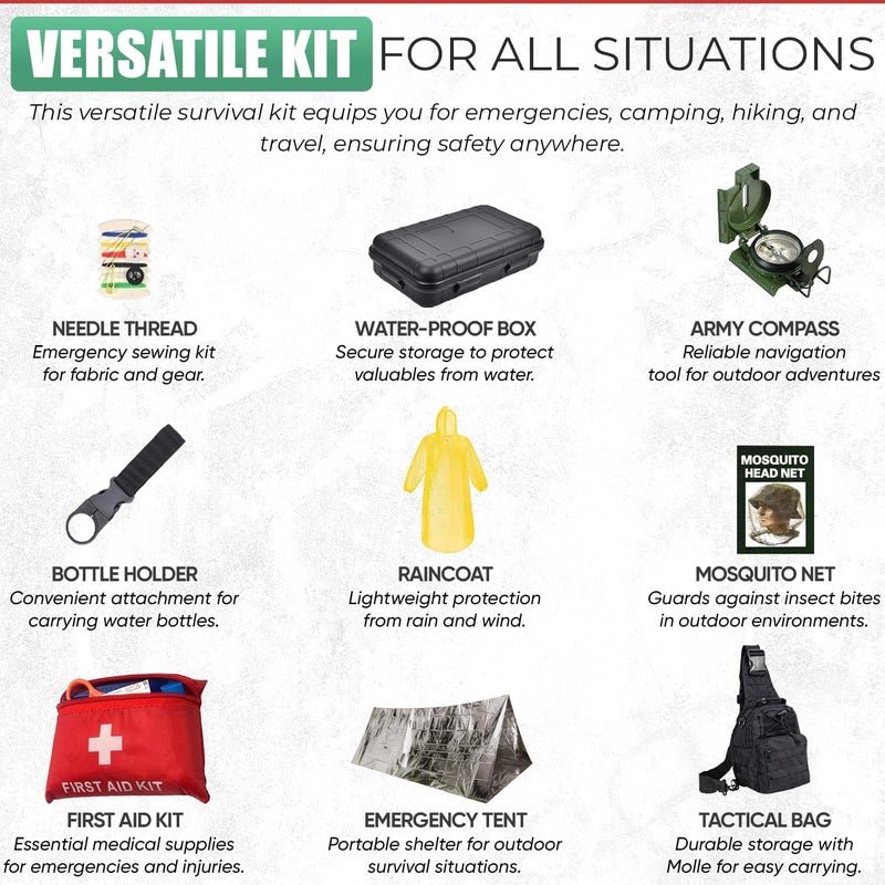 Alertoa Survival Kit - All-in-One Survival Gear and Supplies for Camping, Hiking, Hunting, and Car Emergencies - Essential Tools, Great Gift for Men, Fathers, Boyfriends, Boys, Dads and Scouts - Image 4